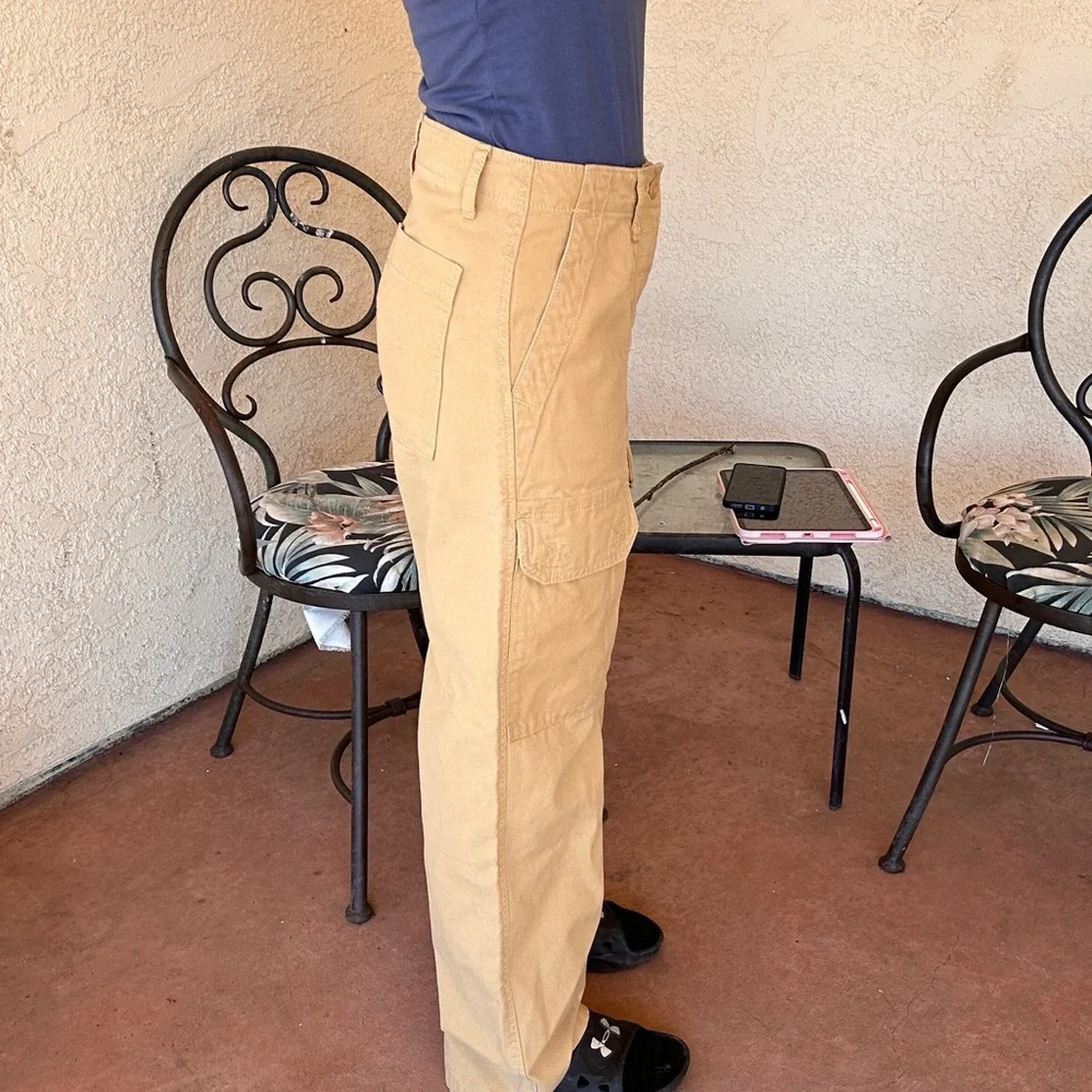 Vans Women's Wide Leg Cargo Pants in Tan - Picture 8 of 11